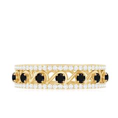 Product Details This stunning half eternity ring showcases a row of brilliant, certified black spinel gemstones set in a sleek band of gold, accented with sparkling Diamond stones. The combination of the deep black spinel and bright white Diamond creates a striking contrast that is sure to turn heads. The comfortable and secure design of the band makes it perfect for everyday wear or as a special occasion statement piece. The use of high-quality materials ensures that this ring will last for years to come, making it a timeless addition to any jewelry collection. Ideal as a gift for a loved one or as a treat for yourself, this ring is a sophisticated and luxurious choice that exudes elegance and class. Product Information SKU SHP-RINGS032225492 Weight 3.20 gm (Approximate) BLACK SPINEL INFO Spinel Ring, Spinel Gemstone, Ring With Diamond, Black Onyx Stone, Half Eternity Band, Sparkling Diamond, Eternity Band Ring, Half Eternity Ring, 18k Yellow Gold Ring