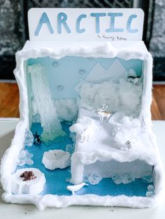 an arctic scene made out of ice and snow with the words arctic written on it