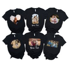 Custom Photo Shirt, Family Memories Shirt, Custom Family Shirt, Couple Shirt, Family Celebrating Tee, Custom Photo, Photo Shirts, Photo Tee * High quality and super soft, comfortable shirt. Made with top-of-the-line vinyl and pressed with a professional grade heat press. * Please check all color and size charts before place the order. Since all shirts are custom made based on your selection, I don't accept return or exchange unless there is an issue with your order. *We're working with different shirt brands based on the color/size availability. All shirts we use are soft style, not heavy cotton. Solid colors are all cotton and heather colors are cotton/poly blend. (there may be exceptions) *Our Sweatshirt 70% SoftLume combed and ring-spun cotton, 30% polyester fleece- with 100% SoftLume c Black Shirt With Graphic Print For Family Matching, Black Long Sleeve T-shirt For Family Matching, Family Matching Long Sleeve Tops With Custom Print, Custom Print Short Sleeve Relaxed Fit Tops, Custom Print Relaxed Fit Short Sleeve Tops, Customizable Black Short Sleeve Shirt, Customizable Black Shirt With Relaxed Fit, Customizable Black Long Sleeve Tops, Black Custom Print Short Sleeve Top