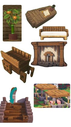 several different types of wooden furniture are shown