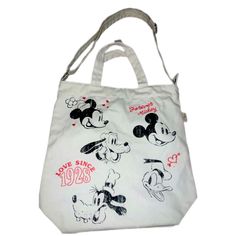 Disney Mickey Mouse & Friends Vintage Style Canvas Tote Bag New With Tag! Genuine, Original, Authentic Disney Store Distressed Screen Art Characters Include Mickey, Minnie, Donald, Goofy, And Pluto Embroidered "Forever Mickey", "Love Since 1928" Text, Plus Hearts Adjustable Shoulder Strap And Top Carry Handles 100% Cotton 16'' H X 12'' W X 5 1/2'' D Vintage-Style Artwork Of Mickey, Minnie, Donald, Goofy, And Pluto Is Featured On One Side Of This Sturdy And Versatile Tote That Has Carry Handles A Disney White Bags For Disney Trips, Cute White Mickey Mouse Bags, White Mickey Mouse Bag For Daily Use, White Disney Tote Bag, White Mickey Mouse Bags For Daily Use, Disney Mickey Mouse Bags For Everyday Use, Cute Mickey Mouse Bags For Disney Trips, Cute Mickey Mouse Bag For Daily Use, Cute Mickey Mouse Bags For Daily Use