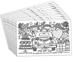 a bunch of coloring sheets with the words happy birthday on them