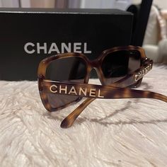 Gently Used Fabulous Chanel Sunglasses. Perfect Shape For All Face Shapes Salvatore Ferragamo Belt, Tom Ford Leather, Crystal Sunglasses, Black Sunglasses Square, All Face Shapes, Longchamp Bag, Studio Bag, Sunglasses Logo, Brown Sunglasses