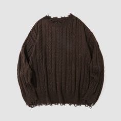 Features: Unisex Relaxed fit Round neck Knitted construction Raw sleeve cuffs and bottom hem Material: polyester, cotton Retro Fashion Outfits, Egirl Outfits, Retro Fashion Women, Solid Color Sweater, Y2k Aesthetic Outfits, Brown Sweater, Winter Sweaters, Aesthetic Outfits, Knitted Sweater