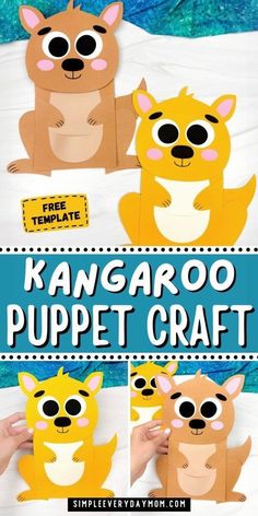 kangarooo puppet craft with instructions to make it and cut out the animal's face