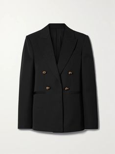 Shop BOTTEGA VENETA Embellished double-breasted wool-twill blazer, Explore the latest BOTTEGA VENETA women's collection today on NET A PORTER Classic Tailoring, Twill Jacket, Wool Blazer, Black Blazers, Black Wool, Casual Jacket, Blazers For Women, Wool Coat, Summer Wardrobe