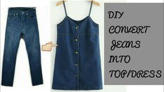 a pair of jeans with the words diy convert jeans into top - lesss