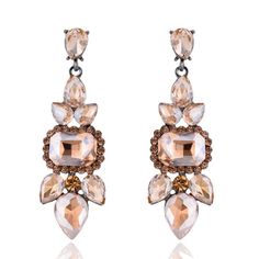 Topaz Crystal Chandelier Earrings Luxury Clip-on Chandelier Earrings For Formal Occasions, Pear-shaped Crystal Chandelier Earrings For Formal Occasions, Luxury Gemstone Chandelier Earrings, Vintage Clip-on Chandelier Earrings For Formal Occasions, Champagne Earrings, Luxury Gemstone-accented Chandelier Drop Earrings, Crystal Chandelier Earrings, Topaz Crystal, Pearl Crystal