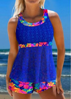 Color:Royal Blue;Size:S;Size:M;Size:L;Size:XL;Size:XXL;Package Contents:1 X Bra , 1 X Shorts;Occasion:Sport; Elegant Dresses Plus Size, Beach Bridesmaid Dresses, Swimwear Suits, Printed Tankini, Plaid Outfits, Black Swimwear, Tankini Set, Blue Floral Print, Plaid Tops