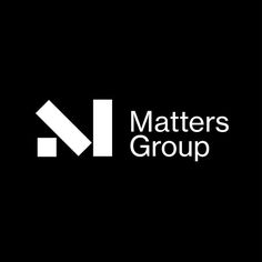 the logo for matters group, which is designed to look like an arrow and has white letters