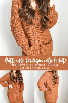 the crochet cardigan with pockets is an easy knit pattern for beginners