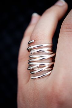 This item is made to order and will ship after 7-10 business days. That time does not include holidays, weekends or shipping time! This is a gorgeous, trend-setting ring made of pure, half round (D shaped) sterling silver metal. This ring is actually made of three individual rings that you stack on top of each other to create the illusion of one single extra wide ring! I got the idea for this listing the other night when I stacked three of my popular Going in Circles rings on top of each other. Modern Twist Silver Open Stackable Rings, Adjustable Silver Midi Rings With Modern Twist, Sterling Silver Jewelry With Ring Detail, Modern Twist, Sterling Silver Jewelry With Modern Twist, Silver Jewelry Open Ring With A Modern Twist, Modern Twist Sterling Silver Jewelry With Ring Detail, Modern Twist Silver Open Ring Jewelry, Modern Twist Silver Ring, Silver Infinity Stackable Rings