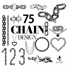 the 75 chain design logo is shown in black and white, with lots of chains around it