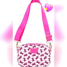 Officially Licensed Hello Kitty Sanrio Crossbody Bag With Adjustable Detachable Strap High-Quality Materials Durability Made To Last Measurements 5" 8" 2" From A Smoke-Free Environment Trendy Hello Kitty Print Bag For Everyday Use, Trendy Hello Kitty Everyday Bag, Trendy Hello Kitty Print Rectangular Shoulder Bag, Trendy Rectangular Hello Kitty Shoulder Bag, Trendy Rectangular Bag With Hello Kitty Print, Cute Hello Kitty Print Shoulder Bag, Trendy Pink Hello Kitty Print Shoulder Bag, Foldover Clutch, Rey Star Wars