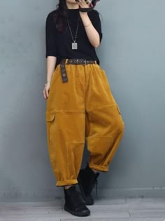 Style: Street Material: Corduroy Pattern: Solid Color Length: Ninth Pants/Skirts Closure Type: Elastic Silhouette: Harem Gender: Female Season: Winter #corduroy #harempants #hippiestyle #baggypants Corduroy Balloon Pants, Cute Gender Neutral Outfits, Fall Cotton Full-length Harem Pants, Baggy Corduroy Pants For Fall, High Waist Harem Pants With Pockets For Winter, High-waist Harem Pants With Pockets For Winter, Trendy Harem Pants With Pockets For Fall, Winter Corduroy Bottoms With Pockets, Fall Corduroy Bottoms With Elastic Waistband