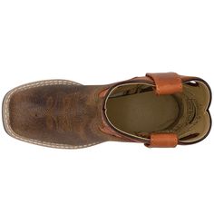 Leather upper; Pull-on construction; Dual pull tabs for easy on/off; Mesh lining; Cushioned footbed; Rubber outsole Rustic Round Toe Work Boots For Rodeo, Rustic Work Boots With Round Toe For Rodeo, Brown Moc Toe Work Boots With Reinforced Heel, Rugged Brown Moto Boots For Rodeo, Brown Work Boots With Goodyear Welt For Rodeo, Rustic Brown Work Boots With Goodyear Welt Construction, Brown Moc Toe Boots With Reinforced Heel, Leather Square Toe Work Boots For Rodeo, Leather Work Boots With Square Toe For Rodeo