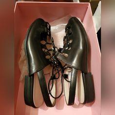 Nib Laced Shoes Modern Leather Party Flats, Party Leather Flats Medium Width, Formal Lace-up Leather Sandals, Leather Lace-up Party Flats, Leather Lace-up Flats For Party, Party Leather Lace-up Flats, Lace-up Leather Flats For Party, Party Lace-up Leather Flats, Intentionally Blank