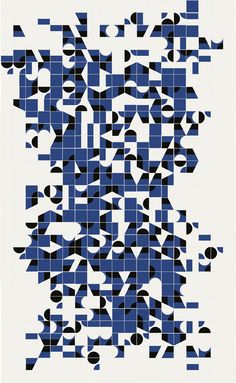 an abstract blue and black pattern on white paper