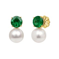 Add a pinch of color with these stunning Emerald and Pearl Earrings. Whether you're attending a formal event or simply enhancing your everyday look, these earrings will elevate your style and add a touch of grace to any outfit. 0.95CT Brilliant Round Emerald 0.94CT Brilliant Round Emerald 2 x 9.95CT Pearls Yellow Gold Refined Round Evening Earrings, Refined Earrings For Formal Occasions, Timeless Gemstone Earrings For Formal Occasions, Elegant Bridal Earrings With Prong Setting, Refined Drop Earrings For Formal Occasions, Elegant Formal Clip-on Earrings, Classic Gemstone Earrings For Formal Occasions, Classic Formal Gemstone Earrings, Elegant Clip-on Pearl Earrings For Formal Occasions