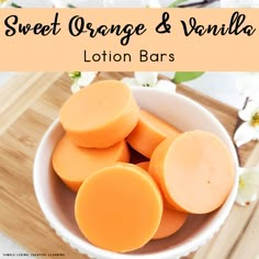 These easy to make Sweet Orange and Vanilla Lotion Bars are a great way to moisturise your skin, using all natural ingredients. Body Butter Bars Recipe, Selling Homemade Products, Home Made Soap Recipe For Beginners, Diy Self Care Products, Homemade Soap Recipes For Beginners, Food To Sell, Vanilla Lotion, Homemade Lotion Recipe