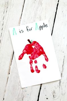 an apple handprinted on a piece of paper with the words as for apple