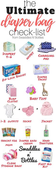 the ultimate diaper bag checklist from swaddles'n bottles info sheet