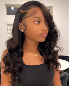 Side Part Lace Front With Curls, Teen Sew In Hairstyles, Sew In Short, Bundles Hairstyles, Sweet 16 Hairstyles, Black Girls Hairstyles Weave, Hairstyles, Hoco Hairstyles, Sleek Ponytail Hairstyles