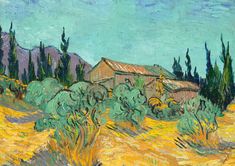 Painting for sale: Vincent van Gogh - Cabanes de bois parmi les oliviers et cyprès #153 🖼️ Expensive Artwork, Cy Twombly, Alfred Stieglitz, Alberto Giacometti