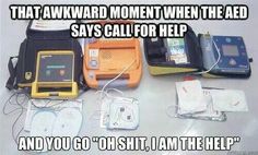 there are many electronic devices and cords on the table with caption that says, that awkward moment when the ad says call for help