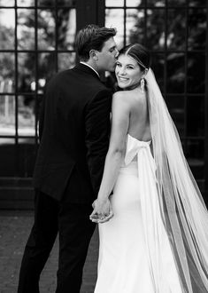 black and white photo of bride and groom