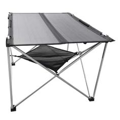 a folding table with a black cover on it