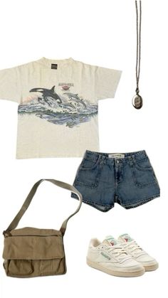 follow me for more outfits! Blue Jeans Shorts, Shorts For Summer, Fits Clothes, Cute Everyday Outfits, Mode Vintage, Lookbook Outfits, Retro Outfits