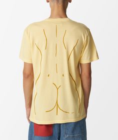 KidSuper, known for its unique designs and playful aesthetic, brings you the Women Figure T-Shirt in a vibrant yellow hue. This SP2024 season staple is crafted from 100% cotton, ensuring comfort and quality. Embrace the brand's artistic vision with this eye-catching piece, perfect for casual days or dressed-up looks. Whether you're a fan of KidSuper or new to the brand, this tee is a must-have addition to your wardrobe. Explore the collection at SVD and elevate your style game today. Get your hands on this standout piece and make a statement effortlessly. Yellow Short Sleeve T-shirt With Screen Print, Yellow Organic Cotton Crew Neck Top, Streetwear Yellow Top With Graphic Design, Yellow Graphic Design Top For Streetwear, Mustard Short Sleeve T-shirt With Graphic Print, Yellow Graphic T-shirt With Crew Neck, Yellow Graphic Design Tops For Summer, Yellow Cotton Tops With Graphic Design, Unisex Yellow Crew Neck T-shirt