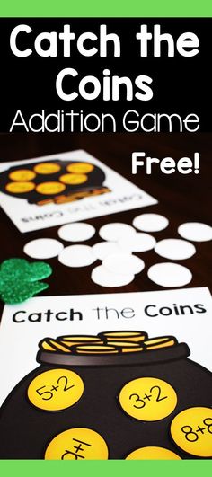 a st patrick's day activity for kids to practice counting coins and addition game