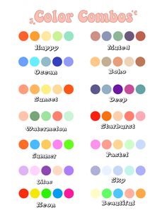 the color combos for different colors are shown in this graphic style, and there is also