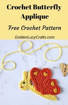 crochet butterfly applique with free pattern