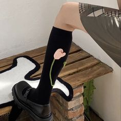 Free SizeMaterial: Cotton, Polyester Black Knee Socks, Y2k Socks, Socks Y2k, Aesthetic Socks, Find Aesthetic, Artsy Outfit, Black Knees, Knee Socks, The Glory