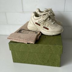 Guccis Apollo Ivoire Sneakers Leather Size 21 579317 Drw00 002 9522 Never Worn Toddler Outgrew Them Too Quickly. White Gucci Sneakers With Logo Detail, Gucci Casual Cream Sneakers, Casual Gucci Cream Sneakers, Casual Cream Gucci Sneakers, Gucci Low-top Cream Sneakers, Gucci Cream Low-top Sneakers, White Gucci Sneakers With Logo, Gucci Nike, Gucci Ace Sneakers