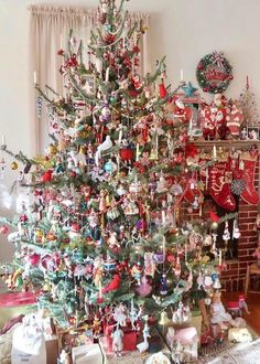 a decorated christmas tree in a living room