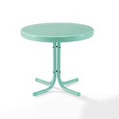 a round table with two legs and a green top on an isolated white background,