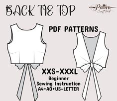 the back to top sewing pattern is shown