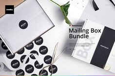 the mailing box bundle is open and ready to be used as a mockup