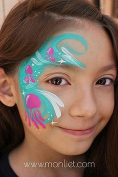 Jellyfish Face Paint, Face Paint Mermaid, Sea Face Paint, Face Painting Party, Princess Activities