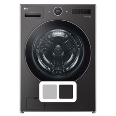 the front view of a washing machine on a white background with no people around it