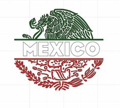 the mexican flag with an eagle on it's head and lettering that reads mexico