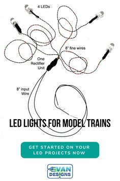 the wiring diagram for led lights for model trains is shown in this advertment