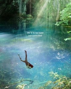 a person swimming in the water with a quote above it that says life is to be lived not controlled