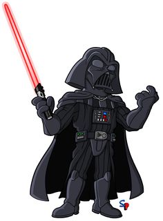 darth vader from star wars holding a light saber in one hand and pointing at the