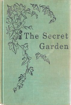 the secret garden is shown in this green book cover with leaves and flowers on it