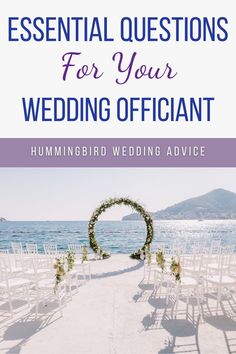 an image of a wedding ceremony with the words essential questions for your wedding officiant